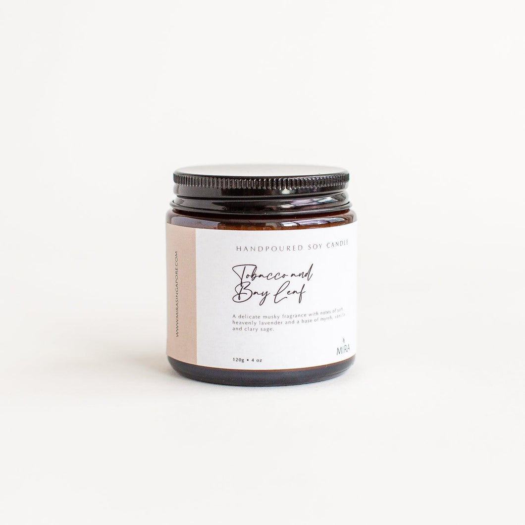 Tobacco and Bay Leaf Soy Candle - Mira Singapore